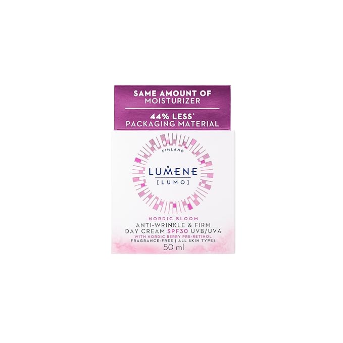 Lumene Nordic Bloom [Lumo] Anti-Wrinkle & Firm Day Moisturizer - Anti Aging Cream for Visibly Firm, Radiant & Smooth Skin - Formulated with Pre-Retinol Complex + Lingonberry Extract (1.7 oz)
