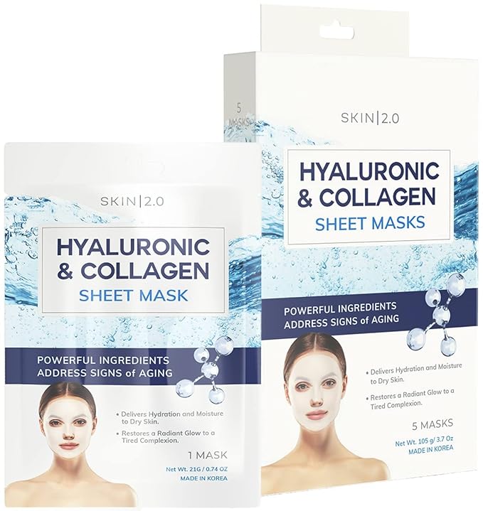Hyaluronic & Collagen Beauty Value Set - Serum, Moisturizer & Face Masks