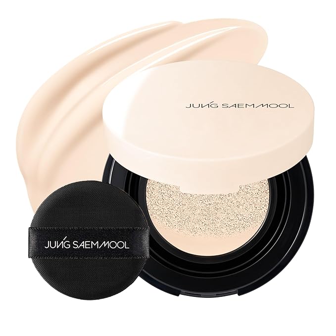 JUNG SAEM MOOL Essential Skin Nuder Cushion Mini 10N Shell Cream 0.17 Fl Oz, Natural Radiant Finish Cushion Foundation with Buildable Coverage, Lightweight Texture, Korean Foundation Makeup