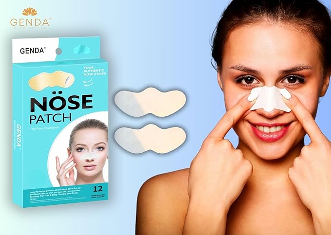 GENDA Blackhead Remover Nose Pore Strips for Deep Cleansing, Clears Black head and Instant Pore Unclogging - 12 Strips