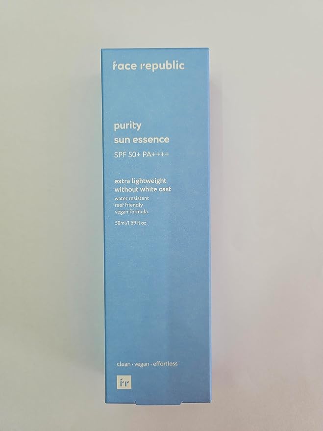 Face Republic Purity Sun Essence 50ml 1.69fl.oz. | SPF50+ Broad Spectrum UV Protection | No White Cast | Water Resistant | Vegan Certified, Reef Safe, Cruelty Free | Non-greasy | Korean Skin Care