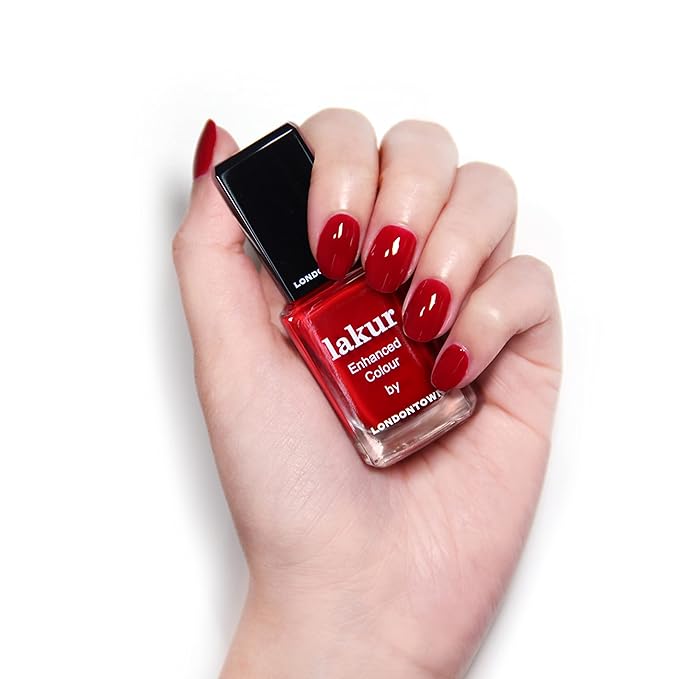 LONDONTOWN lakur Nail Polish - Chip-Resistant, Non-Toxic, Conditions & Hydrates Nails | Glossy Scarlet Red, Vendetta, .40 fl oz