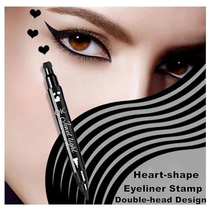 Go Ho Black Liquid Eyeliner Stamp,Heart Stamp Eyeliner Makeup,Heart Gifts,Double-seal Waterproof Eyeliner Pen,Long-lasting Smudge-proof Eye Liner Makeup Tools,1 PC