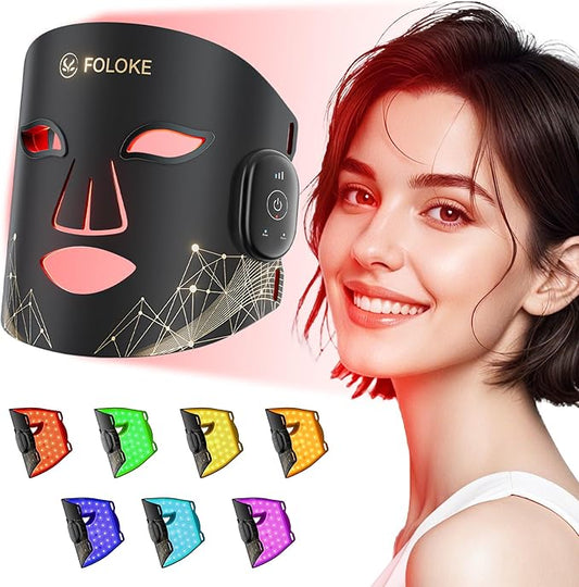 FOLOKE Red Light Therapy Mask for Face, Glow Wireless LED Face Mask Light Therapy with Near-Infrared Red Light (NIR), Body Beauty Machine for Care at Home
