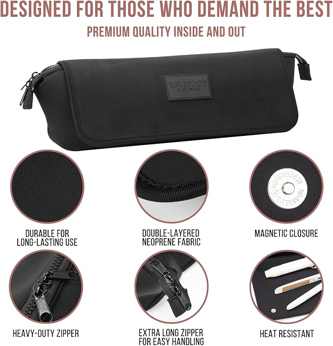 Hair Tools Travel Bag and Heat Resistant Mat for Flat Irons, Straighteners, Curling Iron, and Haircare Accessories, 2-in-1 design, with Interior Pockets, Portable Organizer