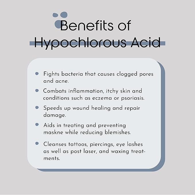 Hypochlorous Acid Cleanser for Adult and Teenage Acne & Eczema – Tattoo, Piercing & Post Procedure Aftercare – Post Workout Skin - Daily Toner, Dry Eye and Lash Spray (Medium 4 oz.)