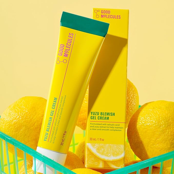 Good Molecules Yuzu Blemish Gel Cream - Lightweight Gel Moisturizer with Salicylic Acid, BHA and Natural Extracts to Target Acne, Even Skin Tone, and Texture - Skin Care for Face