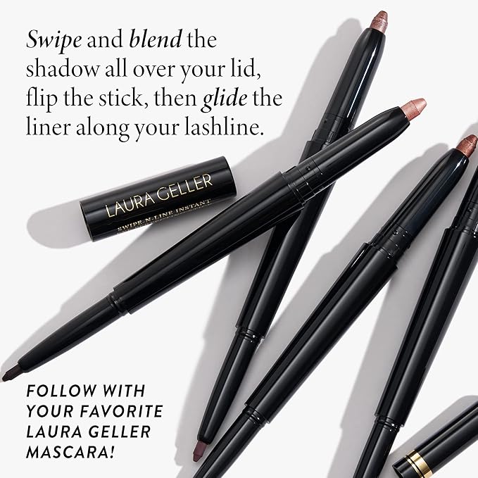 LAURA GELLER NEW YORK Swipe-n-Line Dual-Ended Eyeshadow + Eyeliner - Dramatic (Sage-Gray/Stormy Blue) - Cream Eyeshadow & Smooth Glide Eyeliner - Waterproof & Crease-free Color