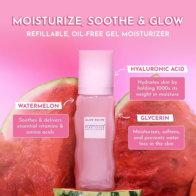Glow Recipe Dewy Babies Travel Skincare Set - Plum Plump Hyaluronic Acid Serum + Dewy Flush Tinted Blush Drops + Pink Juice Face Moisturizer + Bronzing Hue Drops + Ultra Fine Facial Mist (5 Count)