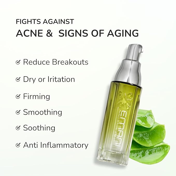 Emani Perfect 10 - All-in-One Primer for Face, Moisturizer Serum for Sensitive Skin and Acne Safe, Perfecting & Smoothing Makeup Base