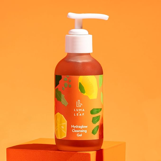 LUMA & LEAF Hydraglow Brightening Face Wash with Hyaluronic Acid | Gentle Daily Exfoliating Gel Cleanser for Dull Skin & Dark Spots | For All Skin Types | 3.8 fl oz