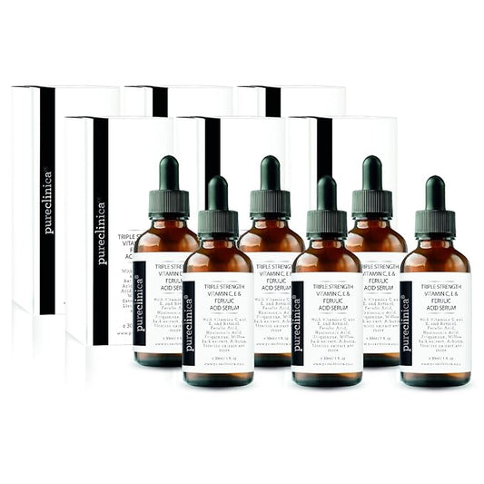 Triple Strength Vitamin C, E & Ferulic Acid Serum (w/Retinol & Double Weight Hyaluronic Acid) – 30ml / 1 fl oz (6 bottles)