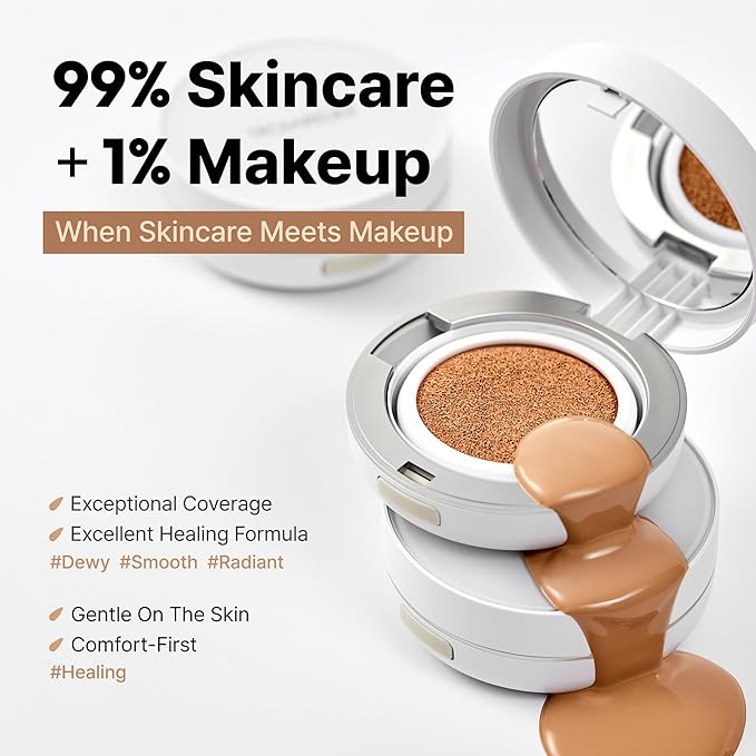 TROIAREUKE A+ Cushion Foundation (Shade 21) I Natural Coverage Foundation Makeup, Moisturizing Finish for Sensitive, Oily, Combination Skin, Skin Care Cushion I Korean Aesthetic Makeup