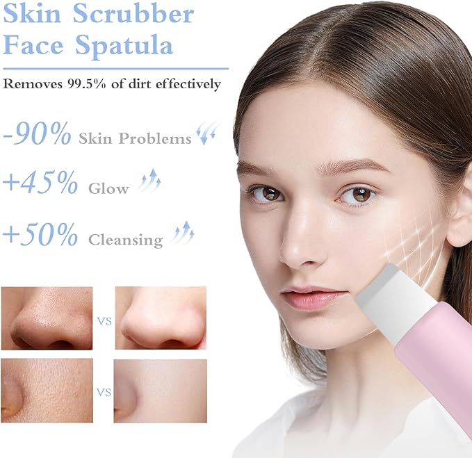 Skin Scrubber Face Spatula Skin Spatula Pore Cleaner Blackhead Remover Tools for Facial Deep Cleansing Skin Care Tool for Men and Women (Pink)