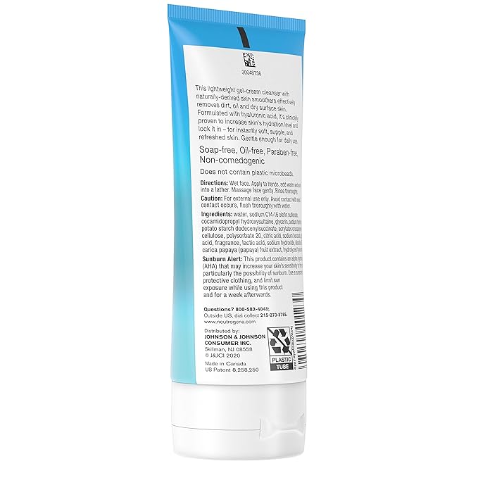 Neutrogena Hydro Boost Gentle Exfoliating Daily Facial Cleanser with Hyaluronic Acid, Clinically Proven to Increase Skin's Hydration Level, Non-Comedogenic Oil-, Soap- & Paraben-Free, 5 Oz, 3 Pack