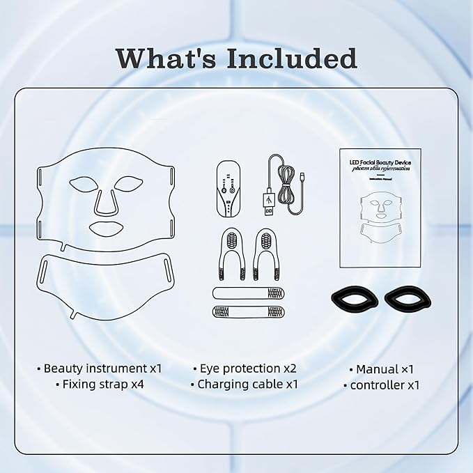 Red Light Therapy Face Mask for Women with 7 Colors LED Face & Neck Mask Light Therapy for Skincare Wrinkle & Anti-Aging Devices at Home