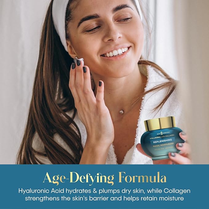 Hyaluronic Acid & Collagen Replenishing Moisturizer - Deep Hydration & Moisture Retention, Anti-Aging - Dermatologist Tested, Clean Beauty, Korean Skin Care - 1.69 FL.OZ. (2 Pack)