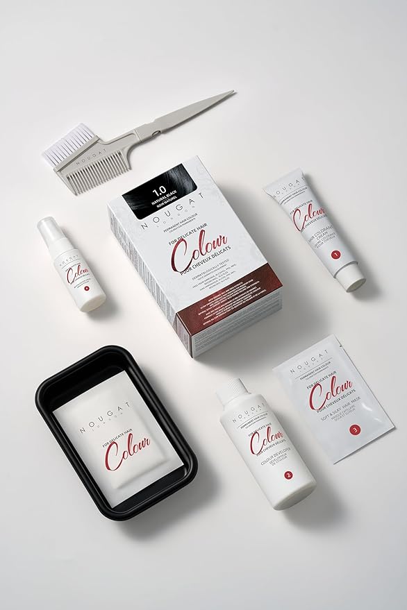 NOUGAT Dark Chestnut Natural Permanent Hair Color Kit,Dermatologically Tested, Ammonia & Alcohol Free, 100% Grey Coverage, Hair Mask & Essence included, Long Lasting