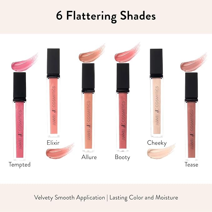 Juwel Cosmetics Luminizing Lip Gloss Hydrating & Moisturizing Lip Gloss for Dry Lips with Beeswax, Castor Oil & Vitamin E, Smooth Finish Tinted Lip Gloss for Women, Vegan, Elixir