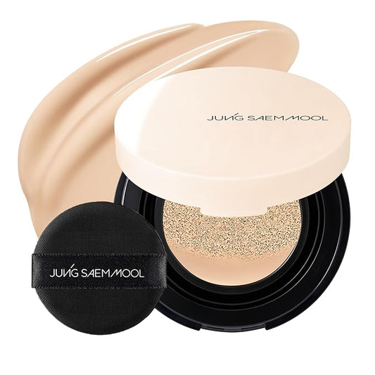 JUNG SAEM MOOL Essential Skin Nuder Cushion Mini 19N N-Light 0.17 Fl Oz, Natural Radiant Finish Cushion Foundation with Buildable Coverage, Lightweight Texture, Korean Foundation Makeup