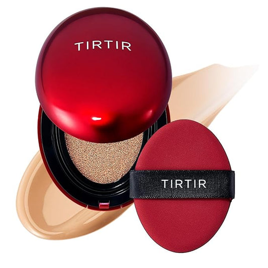 TIRTIR Mask Fit Red Cushion Foundation | Full coverage, Weightless, Skin fit, Satin Glow Finish, Korean Makeup BB Foundation, beauty, Tattoo cover up, Buildable (#27C Cool Beige, 0.63 Fl Oz)