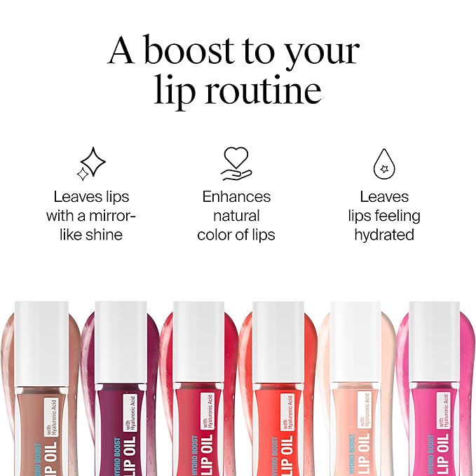 Neutrogena Hydro Boost Tinted Lip Oil with Hyaluronic Acid, glossy lip oil designed to hydrate & nourish lips while bringing out their natural color, Light Pink, .2 oz