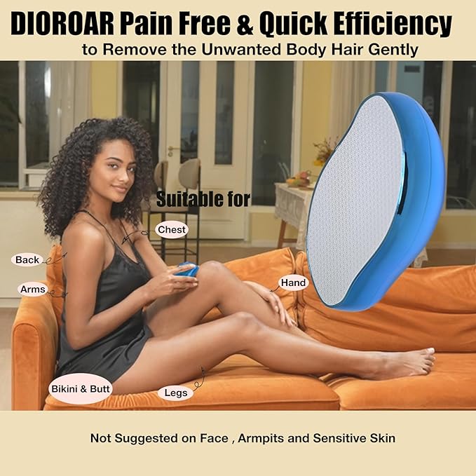 Crystal Hair Eraser,Upgrade Crystal Hair Remover,Physical Nano Glass Hair Removal Device,Painless Epilator and Exfoliator Without Shaver for Quick Soft Silky Skin(Royal Blue)