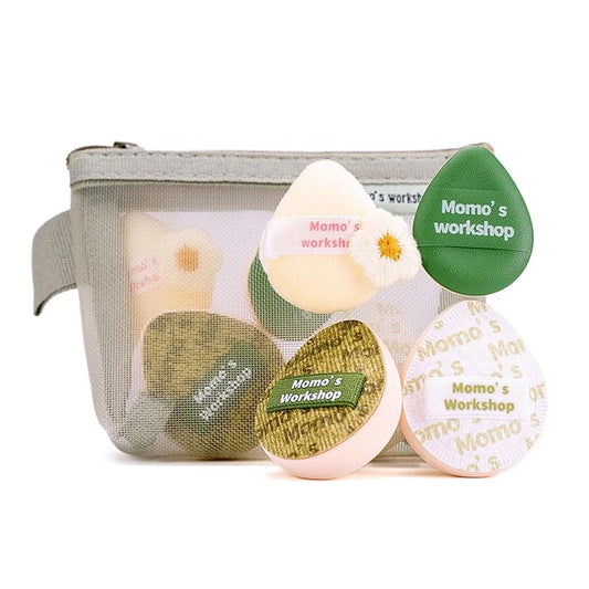 Mini Denim Makeup Sponge Set,Professional Blenders Sponge for Concealer/Blush/Highlighter, Perfect for Detail Work & Travel,4pcs,Green,with Travel Pouch,Beginer-Friendly & Reusable