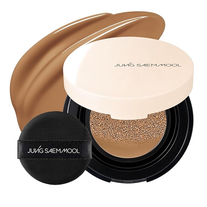 JUNG SAEM MOOL Essential Skin Nuder Cushion Mini 32N Walnut 0.17 Fl Oz, Natural Radiant Finish Cushion Foundation with Buildable Coverage, Lightweight Texture, Korean Foundation Makeup