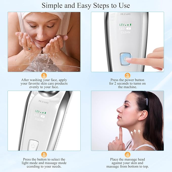 Red Light Therapy for Face and Neck, Facial & Neck Massager Tool, Face Lift, Reduce Fine Lines & Double Chin, Neck Tightening, True Beauty Glow Facial Massager - at Home Skin Care Sculpting Tool