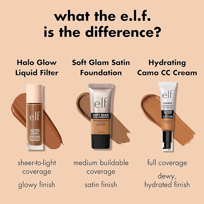 e.l.f. Soft Glam Foundation, Medium Coverage, Long-Lasting & Buildable Foundation For A Smooth, Satin Finish, Vegan & Cruelty-Free, 65 Rich Neutral
