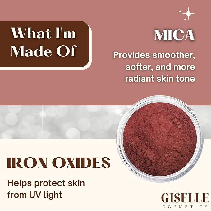 Red Hawaii Matte Blush Makeup Mineral Makeup Pure Talc Free Minerals Matte Loose Face Makeup Powder Blush for Cheeks 5 Gram Travel Size