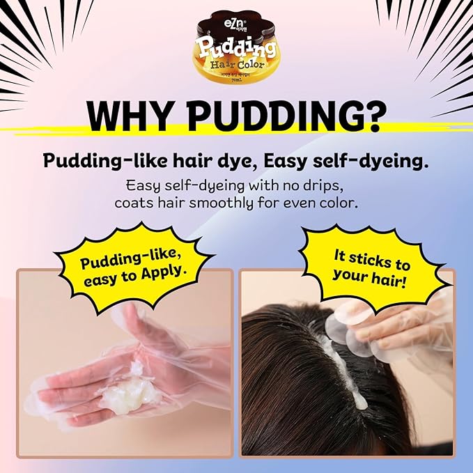 eZn Pudding Hair Dye, Ammonia-Free, Semi-Permanent DIY Korean Hair Dye Color with Keratin, Odorless Gentle for Sensitive Skin No Skin Irritation (Sahara Sandy)