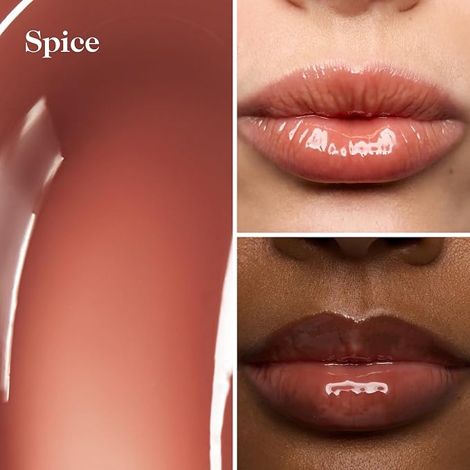 goop Beauty Hydra-Barrier Gel Gloss | Hydrating Lip Gloss to Moisturize & Plump Lips | Hyaluronic Acid & Vitamin E | Spice - Sheer Cocoa | 0.13 oz