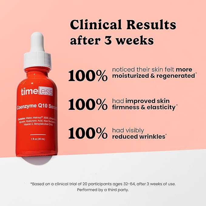 Timeless Skin Care Coenzyme Q10 Serum - Skin Care Serum for Smoothing - Fragrance-Free - Coenzyme Q10 - with Hyaluronic Acid - Pouches