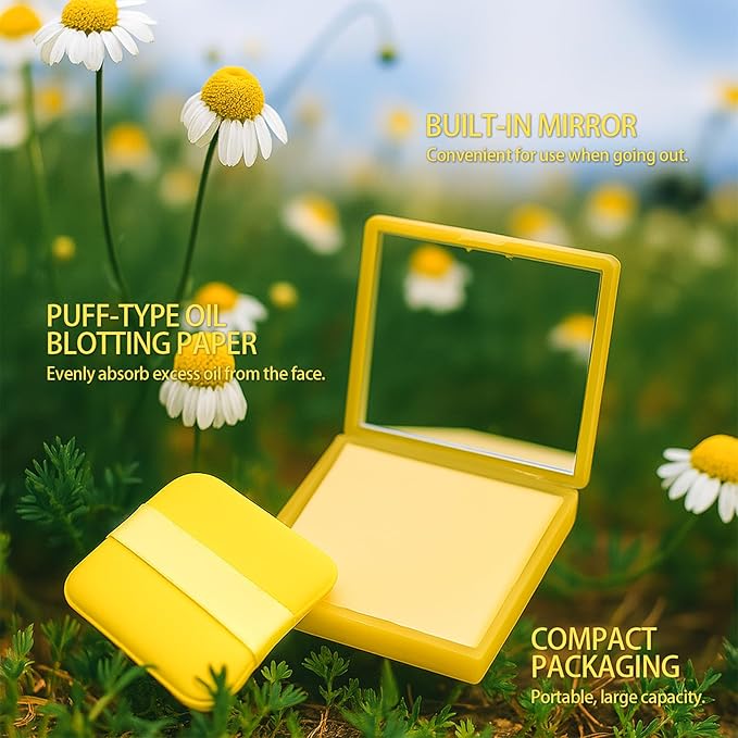 Erinde Oil Blotting Sheets for Face with Mirror and Puff, 300 Sheets Oil Blotting Paper for Oily Skin, Face Oil Absorbing Sheet, Natural Oil Control Film, Absorb Excess Oil, Makeup Friendly