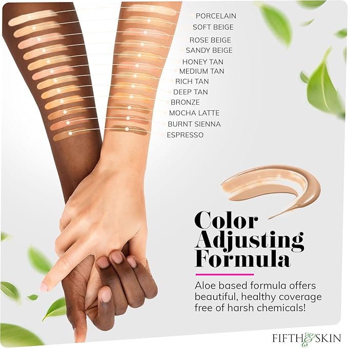 Fifth & Skin: Better’n Ur Skin Liquid Foundation (ESPRESSO - Natural, Organic, Vegan, Cruelty-Free - Gluten-Free Beauty with Buildable Coverage and Palm-Free Luxury - 1 oz