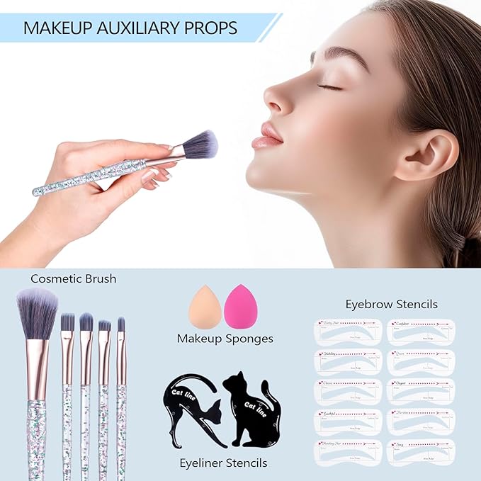Makeup Kits For Girls Teens, Makeup Gift Set For Women with Eyeshadow Palettes, Brushes, Lip Gloss, Travel Make up Starter Kit For Beginners (C0912)