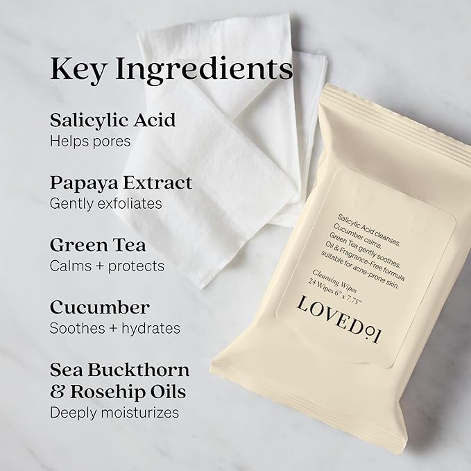 Face & Body Salicylic Acid Cleansing Wipes, John Legend Skincare, Oil & Fragrance-Free, No-Rinse, Suitable for Blemish-Prone Skin, 24 wipes