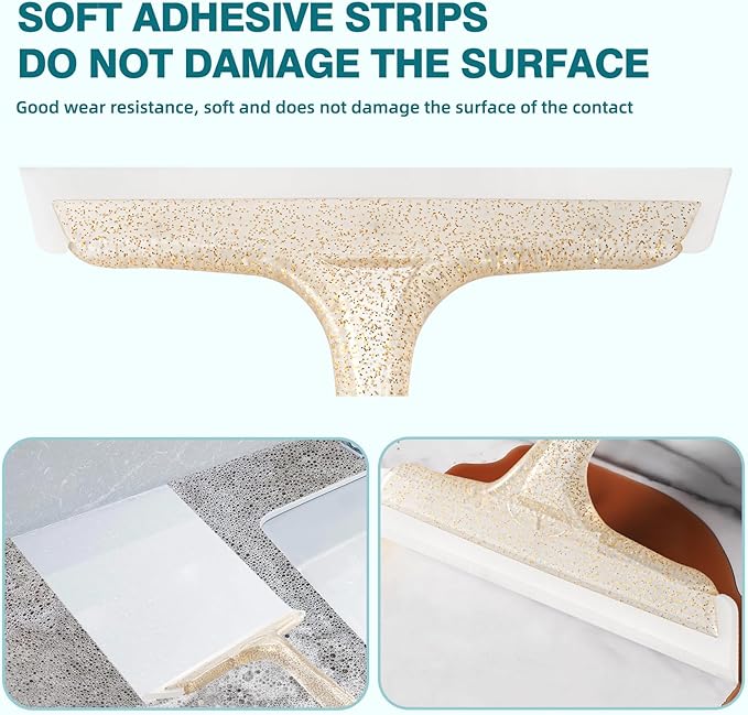 Shower Squeegee for Glass Doors, Bathroom Squeegee for Shower, Window Squeegee, Home Bathroom Silicone Cleaner Tool, Suitable for Bathroom, Kitchen, Tile, Mirror, Car Glass, by LTLUTU, 8in Golden