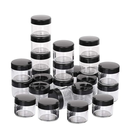 100 Count Refillable Cosmetic Containers with Lids 20 Grams Black Makeup Sample Jars for Beauty Products - Black