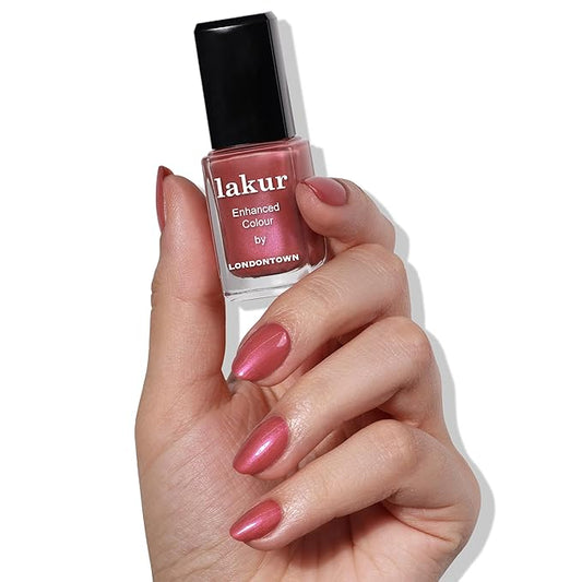 LONDONTOWN lakur Nail Polish - Chip-Resistant, Non-Toxic, Conditions & Hydrates Nails Glossy Flushed Red Chrome, Slopeside, .40 fl oz