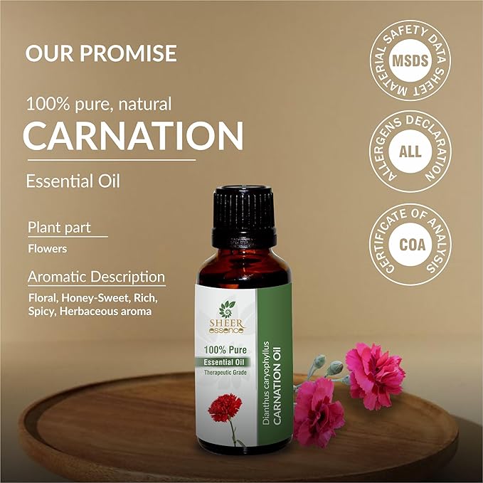 Carnation Oil 100% Pure Undiluted Natural Uncut Therapeutic Grade Steam Distilled Essential Oils for Skin, Hair and Aromatherapy 5000ML