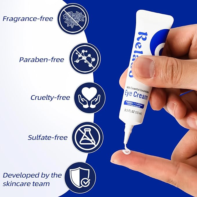 Eye Cream for Wrinkles & Crows Feet - with Essential Ceramides, Peptides & Caffeine & Niacinamide - Reduce Puffiness & Bags Under Eyes, Under Eye Cream for Women & Men, 0.5 Oz