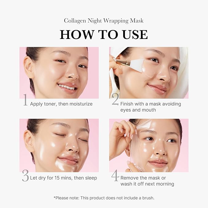 medicube Korean Viral Glass Skin Faical Mask Duo: Collagen Overnight Wrapping Peel Off Facial Mask Pack and Zero Pore Blackhead Mud Facial Mask and Jelly Brush
