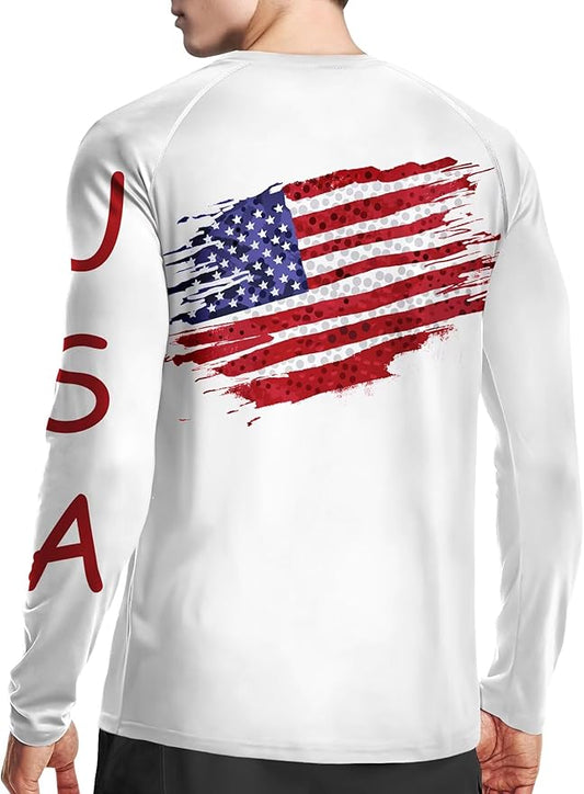 Men's Swim UPF 50+ Sun Protection Shirt Long Sleeve SPF Fishing Outdoor UV Hiking Lightweight Shirts
