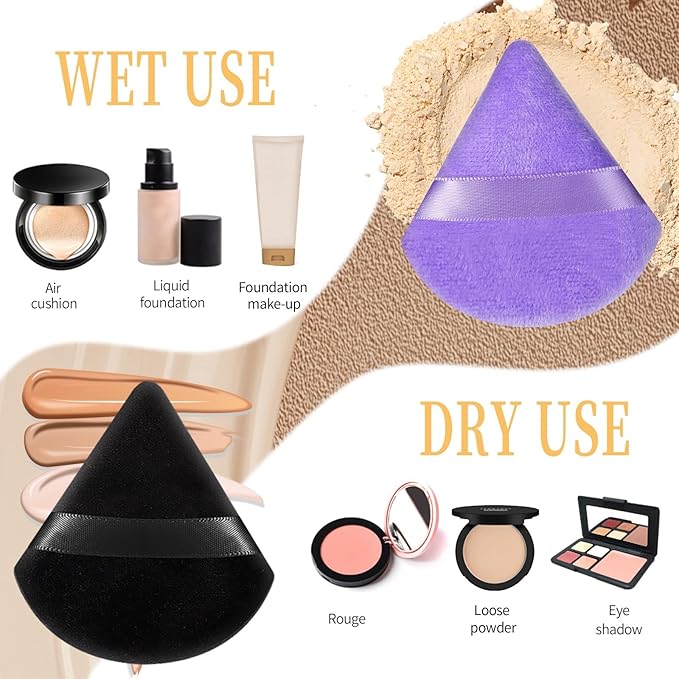 Pimoys 6 Pieces Triangle Powder Puff Soft Makeup Sponge Make Puff for Face Powder Cosmetic Foundation Sponge Makeup Tool