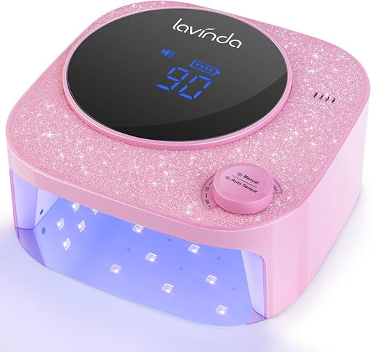Lavinda 54W UV LED Nail Lamp, Professional UV Light for Gel Nails Rechargeable Cordless Nail Dryer with 36 Lamp Beads, 4 Timer Settings & Auto Sensor, Fast Curing Gel Light for Home and Salon Use