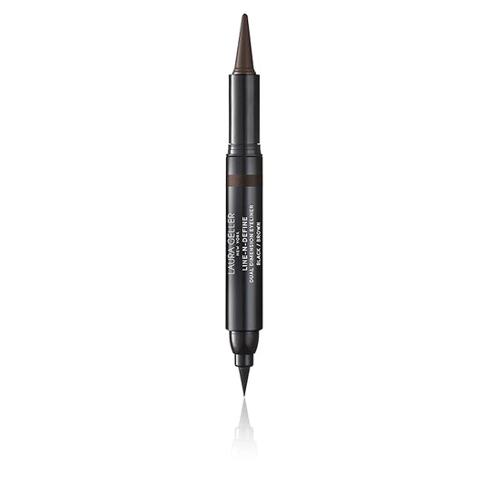 LAURA GELLER NEW YORK Line-N-Define Dual Dimension Eyeliner - Quick-Drying Eyeliner Pen, Long Lasting, Smudgeproof Liquid Liner, Brown