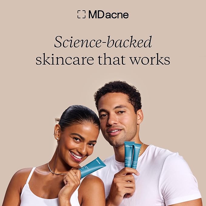 MDacne Facial Moisturizer with Niacinamide 2% - Oil-Free Active Daily Treatment Cream to Reduce Under-Eye, Dark Circles & Wrinkles - Soothing & Moisturizing for Sensitive Acne-Prone Skin (3 Pack)